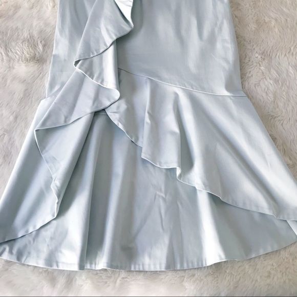 ANTONIO MELANI Draped Midi Dress Sleeveless Sheath Ruffle Mint Green Size 8 New - Picture 8 of 16